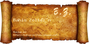 Bahis Zoltán névjegykártya